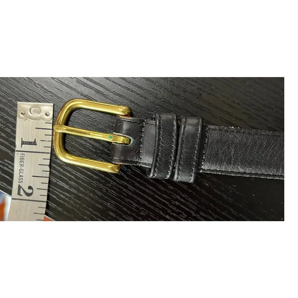 Vintage Coach Classic Preppy Style Black Leather Belt with Brass Buckle